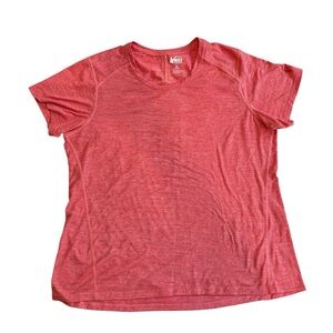 REI Co-op short sleeve crew neck t-shirt athletic hiking heather light red sz XL
